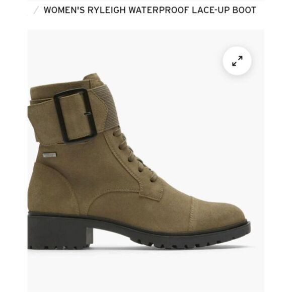 Rockport Ryleigh Waterproof Lace-Up Bootie in Forest Suede PERFECT Size 9 - Picture 1 of 10